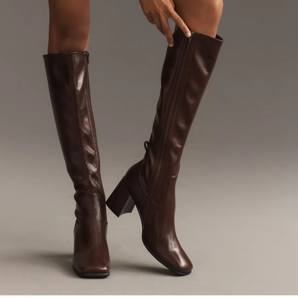 Jeffrey Campbell Shoes - Jeffrey Campbell Hot Lava Boots Burgundy Coffee Brown Square Toe Knee High